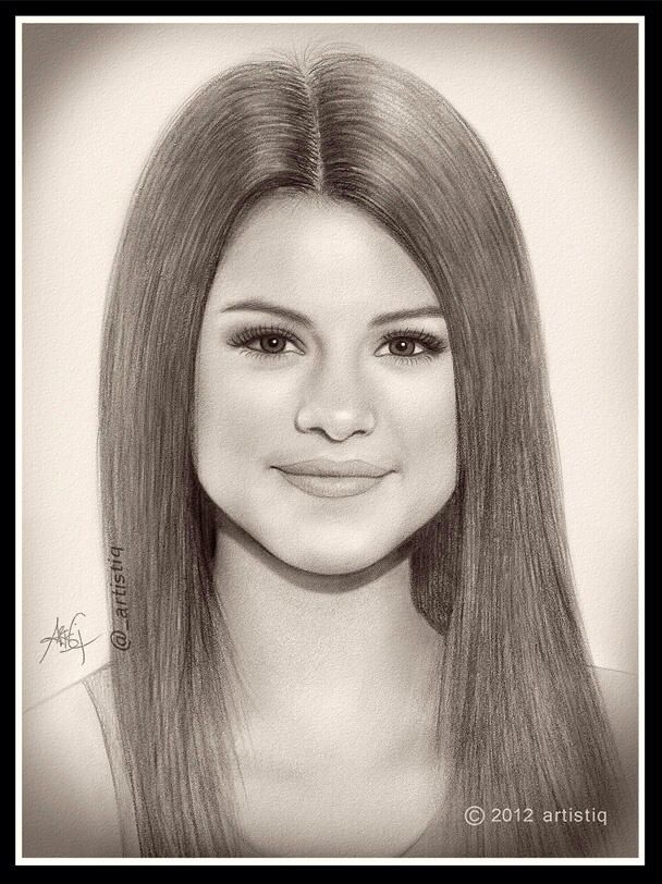 608x812 Selena Gomez Drawing Drawing Real People In Drawings - Real People Drawings
