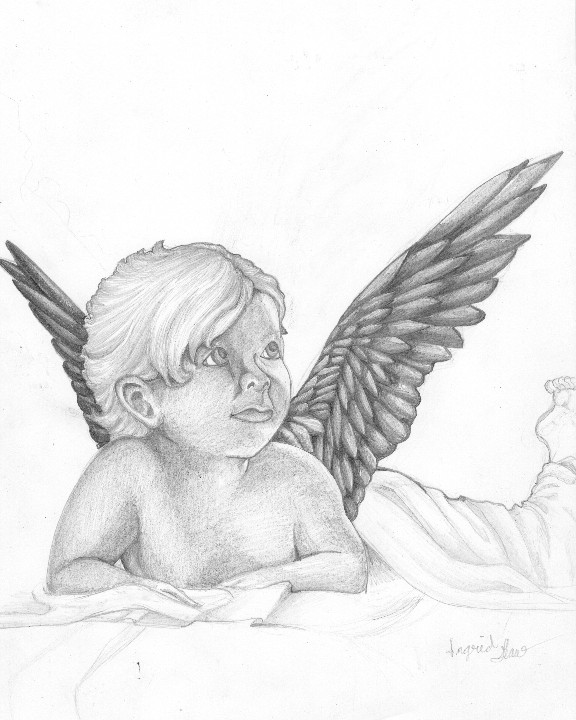 576x720 Baby Angel Drawing, Pencil, Sketch, Colorful, Realistic Art Images - Realistic Angel Drawing