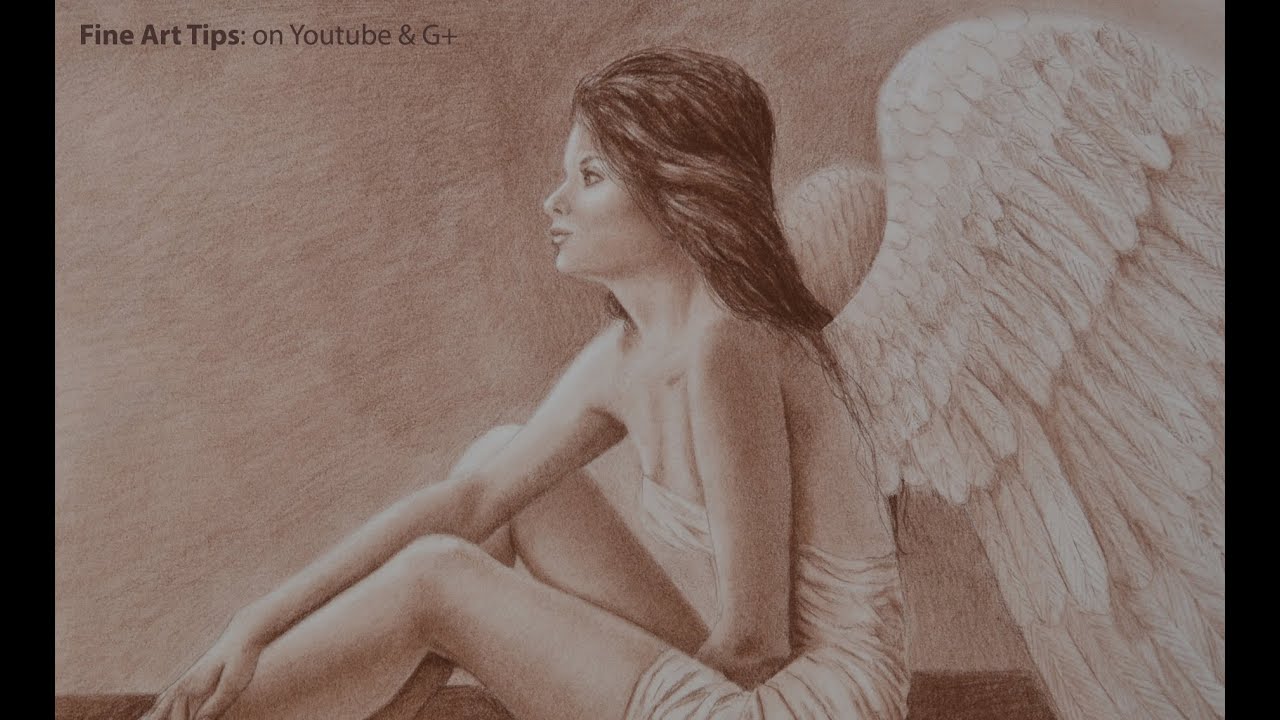 1280x720 How To Draw A Realistic Angel With Pastel - Realistic Angel Drawing