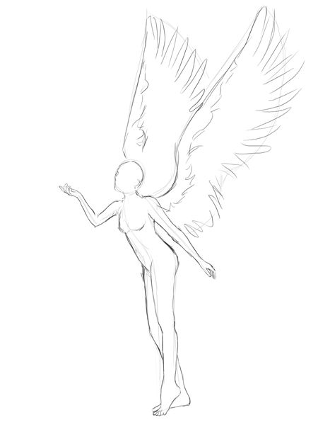 450x600 Angel Drawing - Realistic Angel Drawing