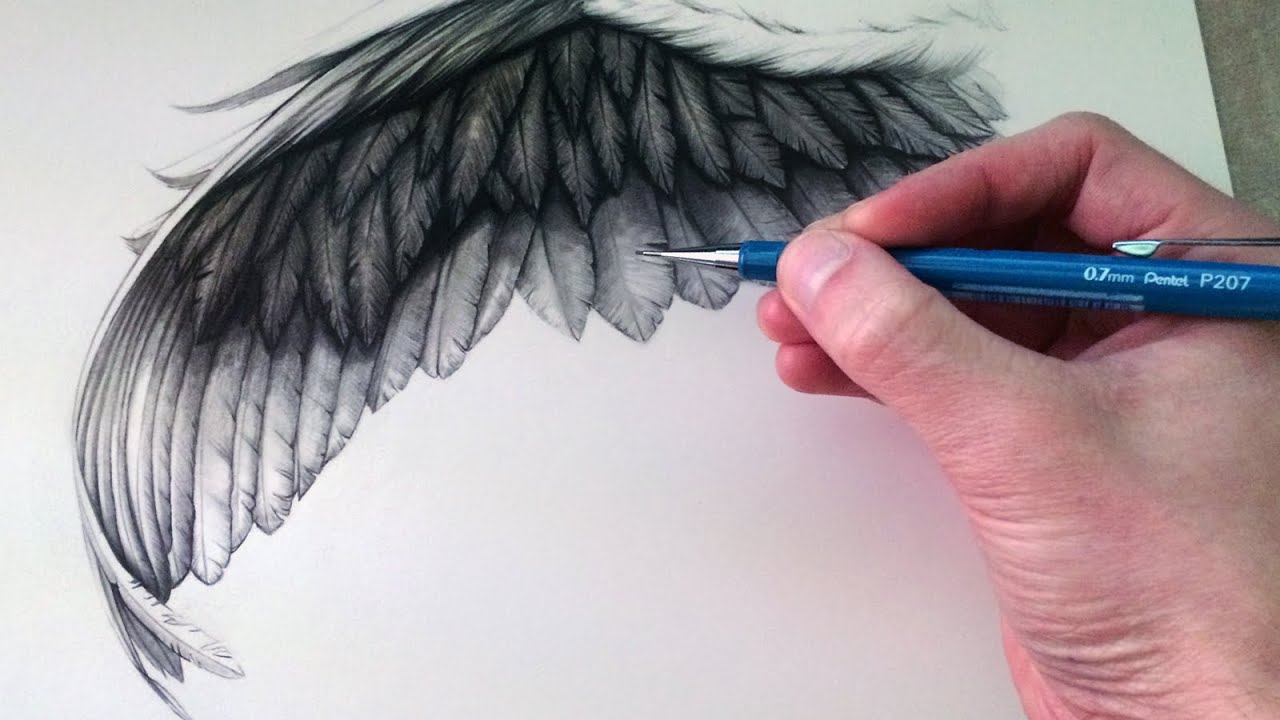 1280x720 How To Draw A Wing - Realistic Angel Wings Drawing