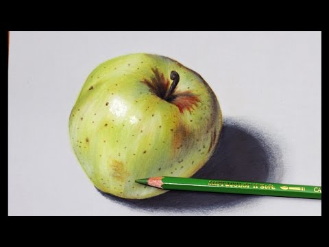 480x360 how to draw an apple, hyper realistic art - Realistic Apple Drawing