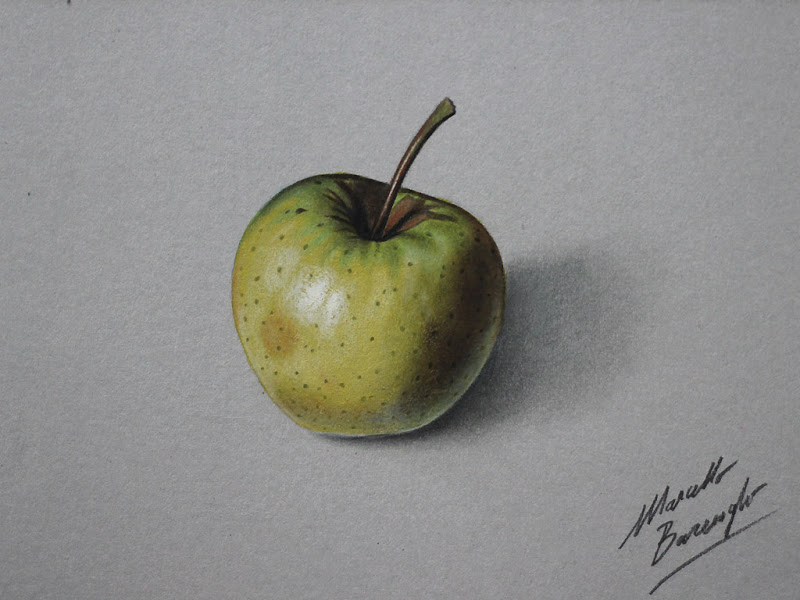 800x600 Yellow Apple Realistic Drawing - Realistic Apple Drawing