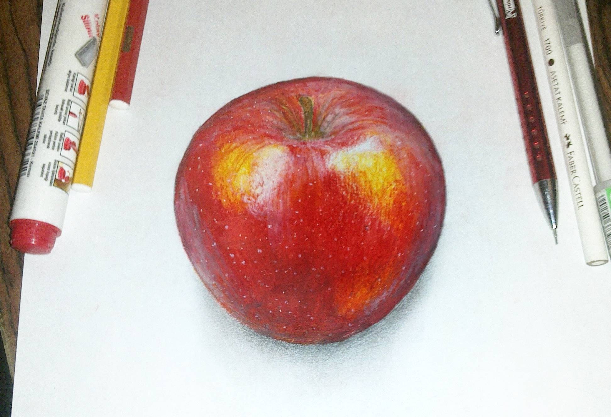 Яблоко рисунок реалистичный