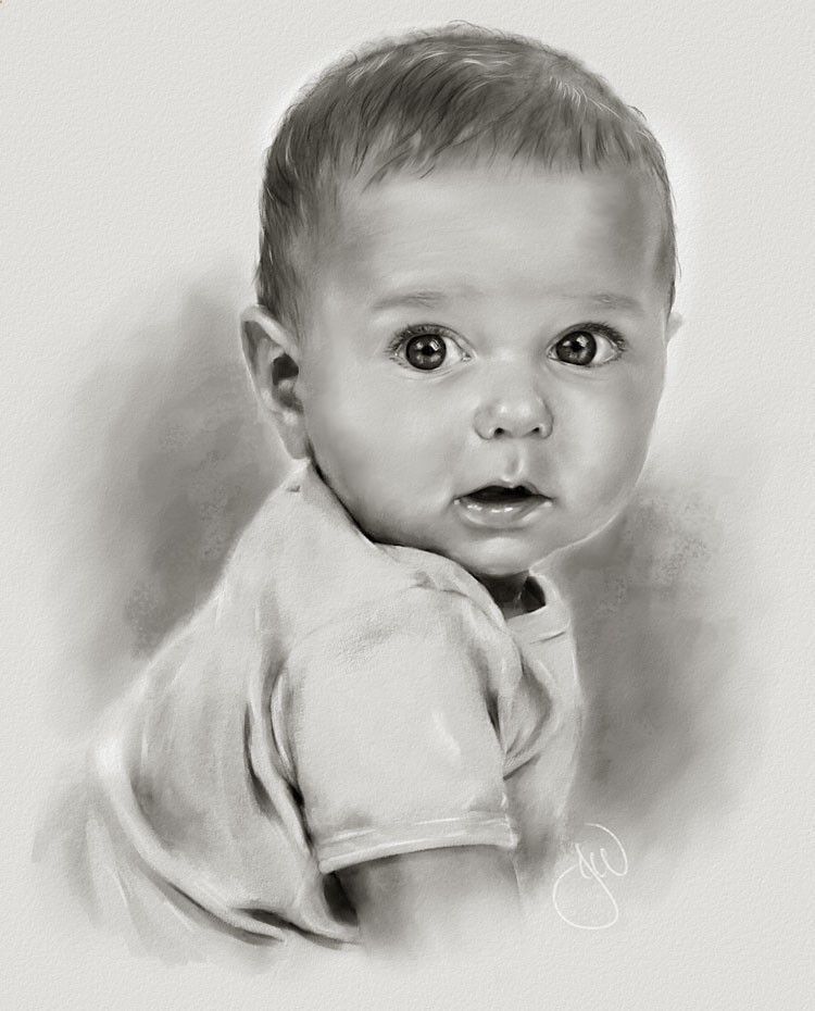 Baby Pic Pencil Concentrated Young Toddler Learning Draw. Baby Hold