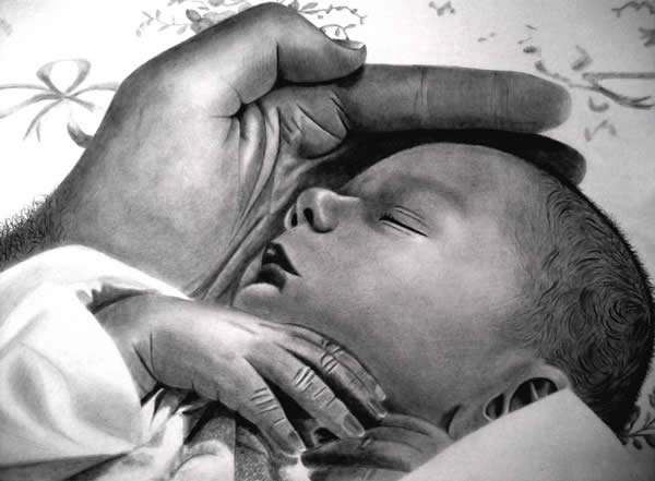 600x441 Ultra Realistic Children Portrait Drawings - Realistic Baby Drawing