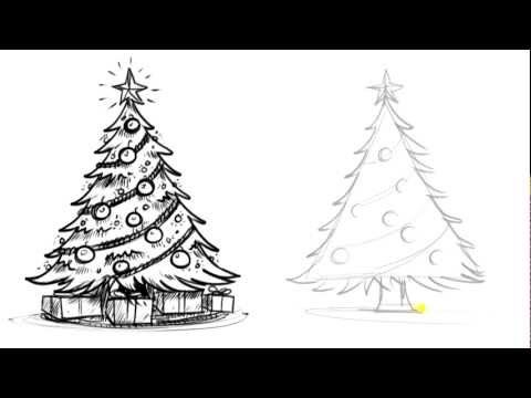 480x360 How To Draw A Christmas Tree - Realistic Christmas Tree Drawing