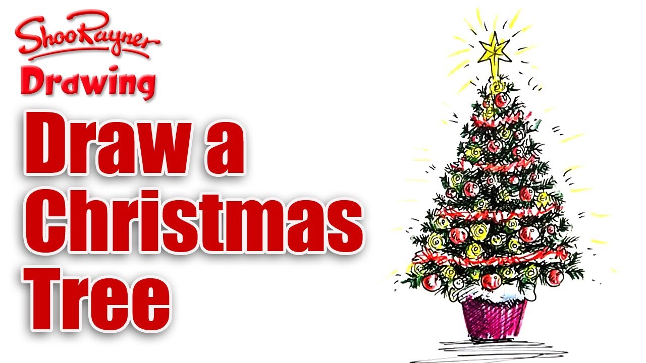 1280x720 How To Draw A Christmas Tree - Realistic Christmas Tree Drawing