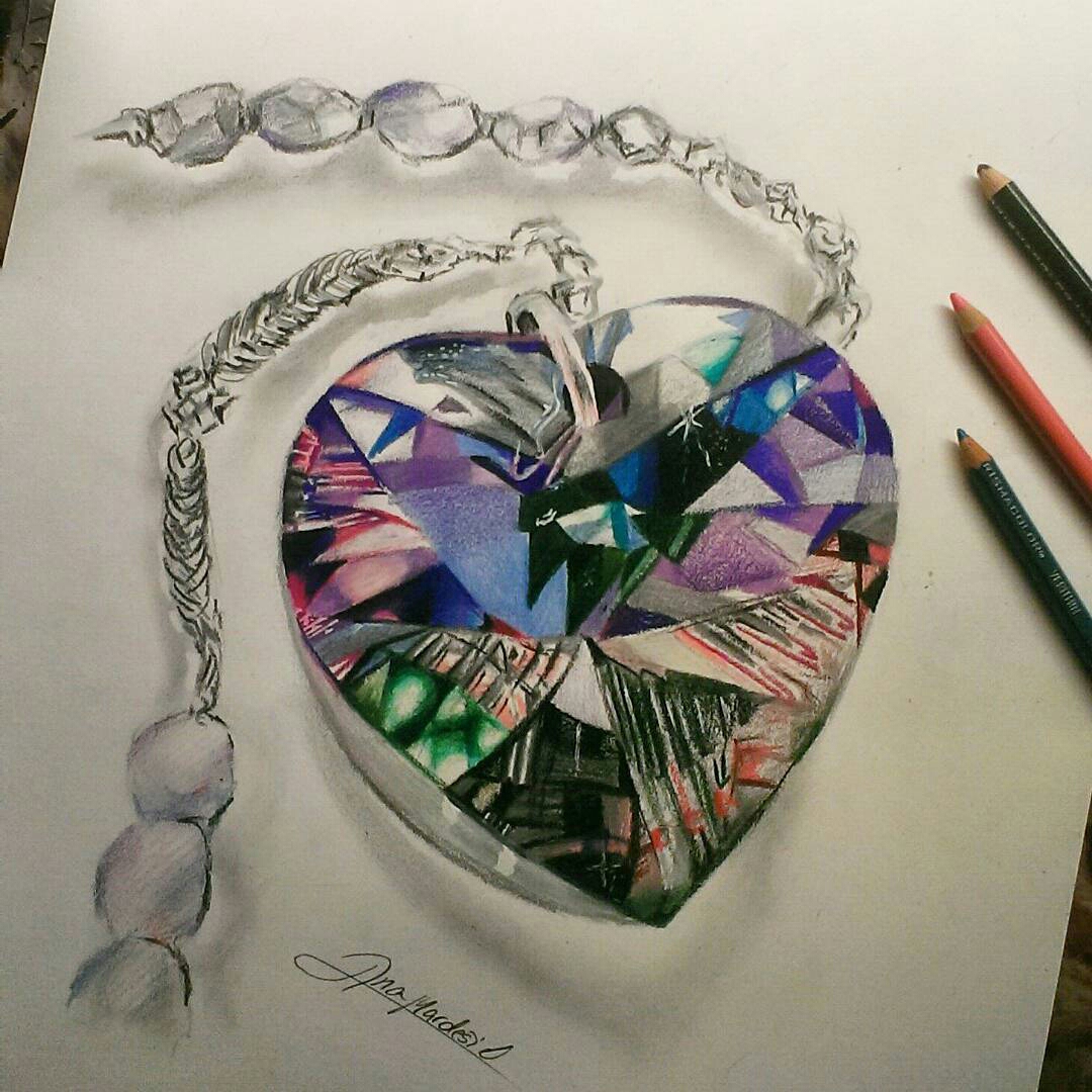 1080x1080 Diamond Necklace Drawing - Realistic Diamond Drawing