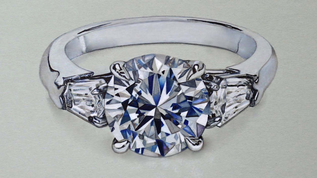 1280x720 Drawing A Diamond Ring, Hyper Realistic Art Artistic Inspiration - Realistic Diamond Drawing