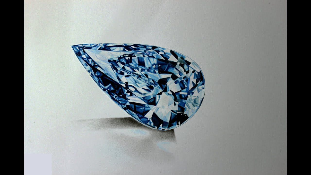 1280x720 Realistic Watercolor Diamond Drawing - Realistic Diamond Drawing