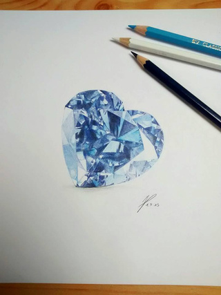 320x427 I Used Pencils Because I Dont Have More Blue Shades - Realistic Diamond Drawing