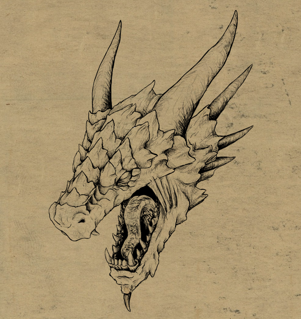 600x635 How To Draw A Realistic Dragon Head In Space - Realistic Dragon Drawing
