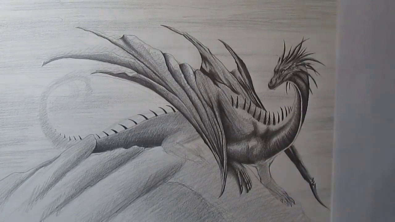 1280x720 How To Draw A Realistic Dragon With Pencil Step - Realistic Dragon Drawing