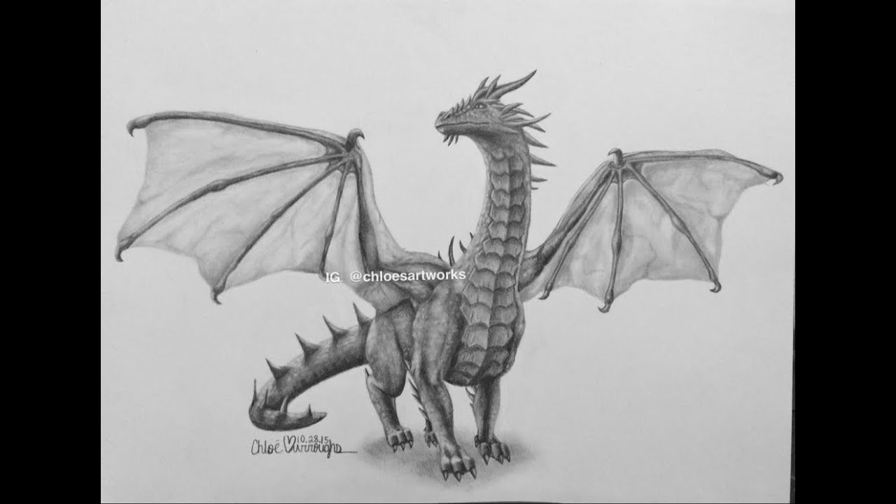 1280x720 Realistic Dragon Speed Drawing! - Realistic Dragon Drawing