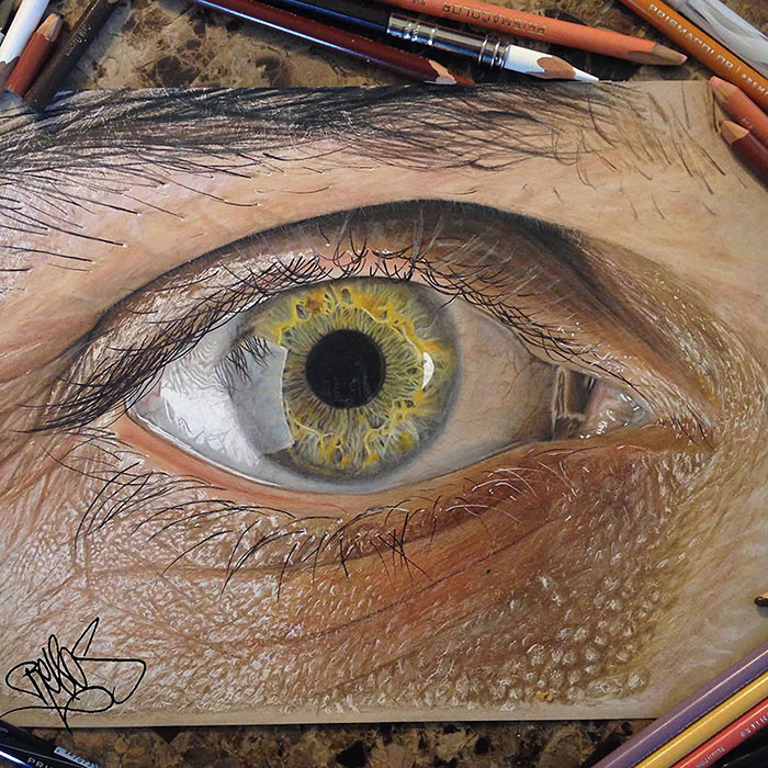 700x700 year old artist draws unbelievably realistic eyes using just - Realistic Eye Drawing