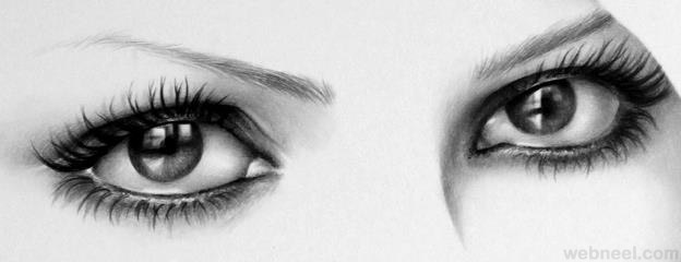 624x240 Realistic Eyes Pencil Drawing - Realistic Eye Pencil Drawing