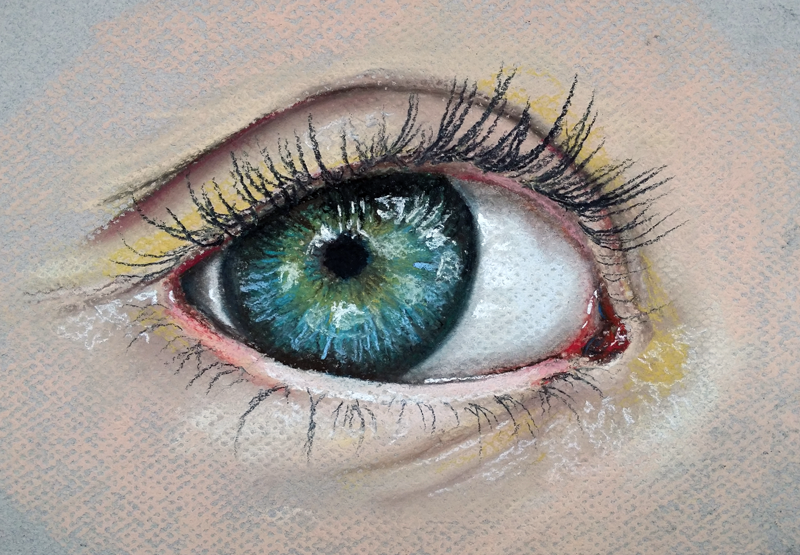 800x555 how to paint a realistic eye with pastels - Realistic Eyeball Drawing