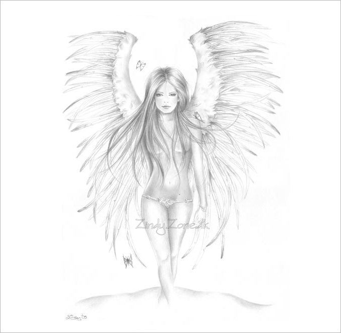 680x664 Angel Drawings - Realistic Fairy Drawing