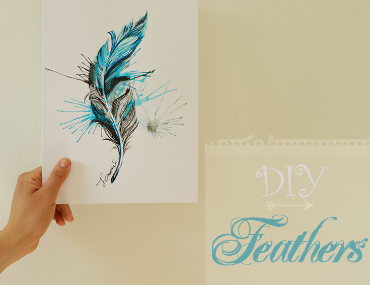 735x567 How To Paint Realistic Feather With Watercolors Steps - Realistic Feather Drawing