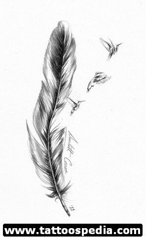 296x481 Realistic Feather Pencil Drawing Geometric Tattoos Tattoos - Realistic Feather Drawing