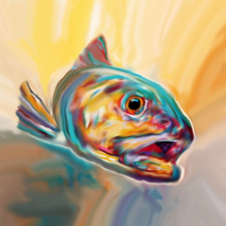 794x792 Fish Digital Painting Trout Realistic Fish Etsy - Realistic Fish Drawing