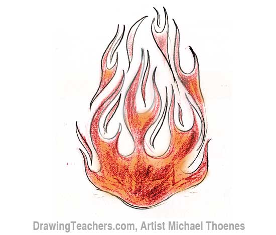 550x468 How To Draw Flames - Realistic Flame Drawing