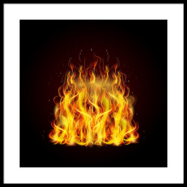600x600 realistic flame, yellow fire on black background - Realistic Flame Drawing
