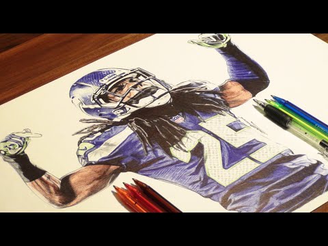 480x360 Richard Sherman Drawing - Realistic Football Player Drawing