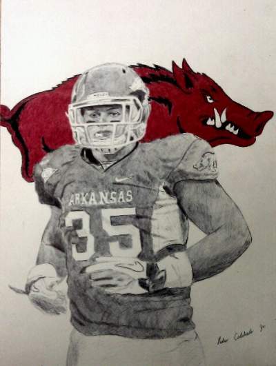 400x531 Number Teen Ink - Realistic Football Player Drawing