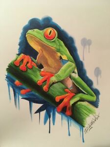 225x300 Realistic Tree Frog Drawing With Colored Pencils Ebay - Realistic Frog Drawing