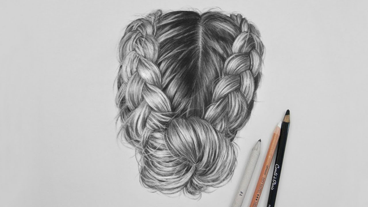 1280x720 Drawing Realistic Hair With Charcoal And A White Pastel Pencil - Realistic Hair Drawing