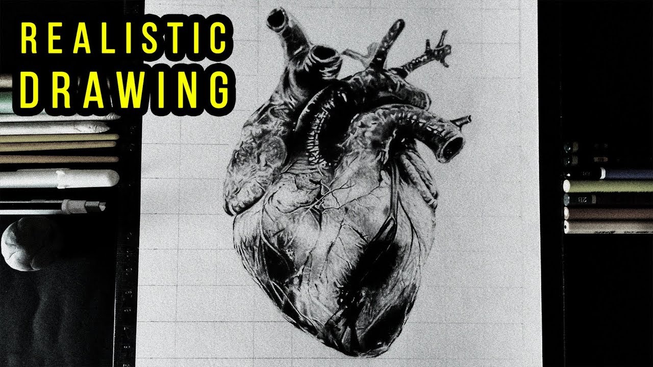 1280x720 drawing a realistic human heart desenhando um realista - Realistic Human Heart Drawing