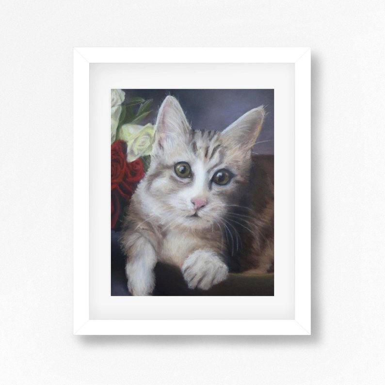 794x794 Tabby Cat Drawing Cute Kitten Print Realistic Cat Art Etsy - Realistic Kitten Drawing