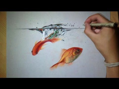 480x360 Fun Drawing Goldfish In Water ! Tutorials Drawing Toturials - Realistic Koi Drawing