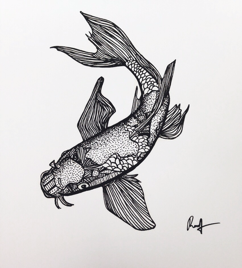Realistic Koi Drawing at PaintingValley.com | Explore collection of ...