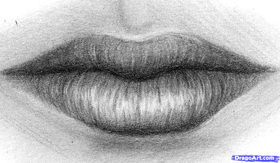 573x334 How To Sketch A Mouth, Step - Realistic Lips Drawing