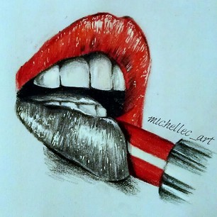 306x306 Realistic Lips Drawing - Realistic Lips Drawing