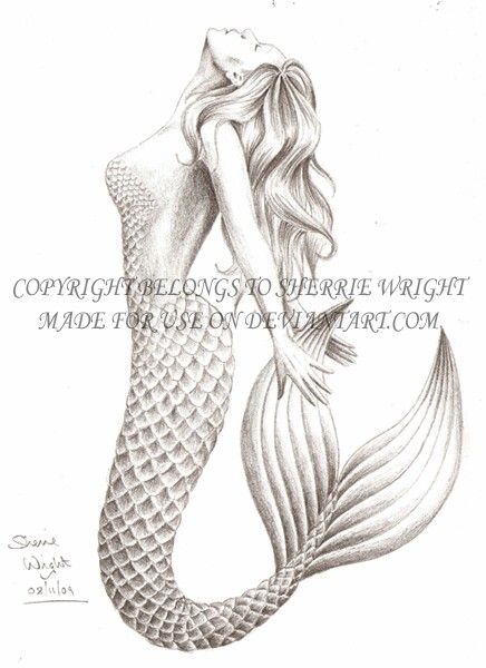 436x600 Tattoo Ideas In Mermaid Sketch - Realistic Mermaid Drawings