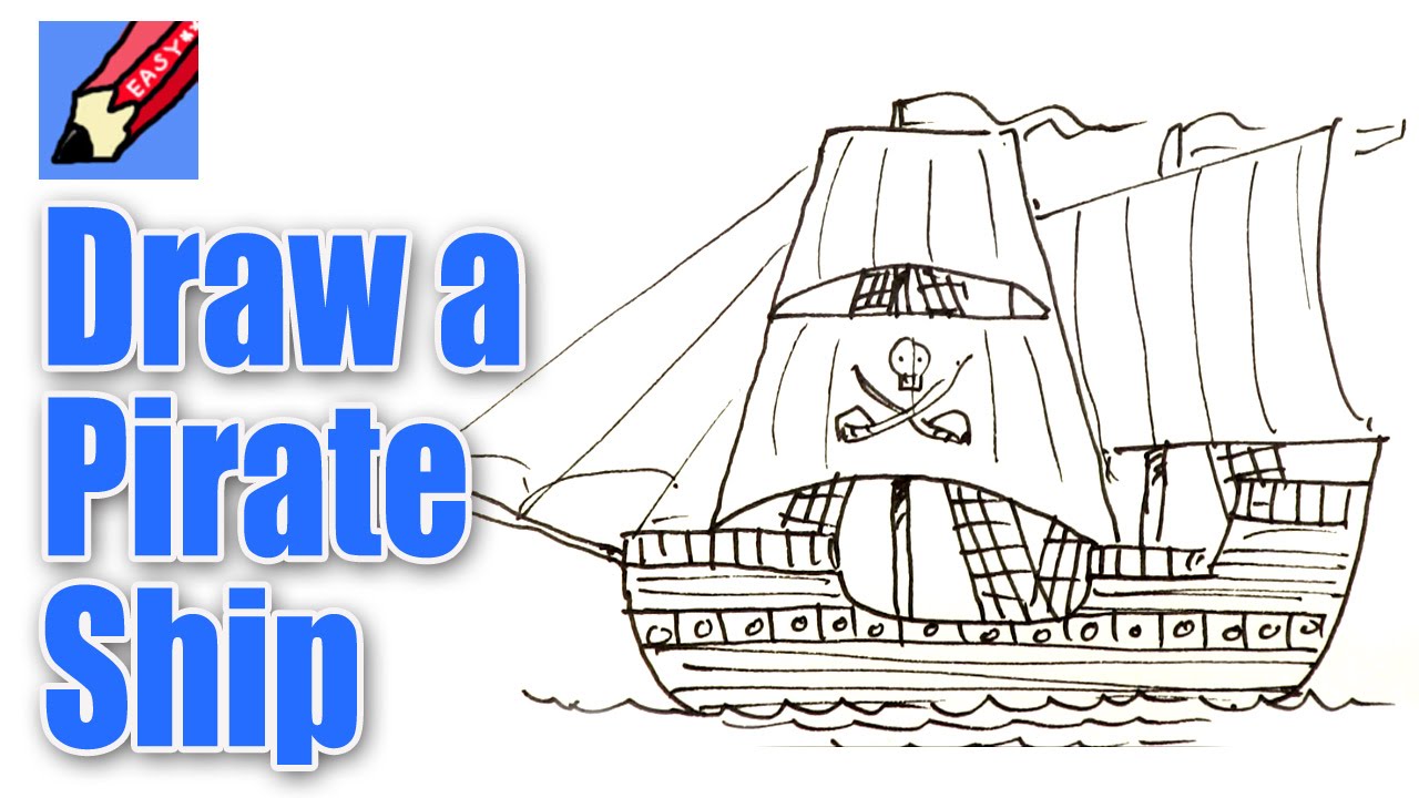 1280x720 How To Draw A Pirate Ship Real Easy - Realistic Pirate Ship Drawing