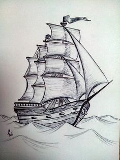 Realistic Pirate Ship Drawing at PaintingValley.com | Explore ...