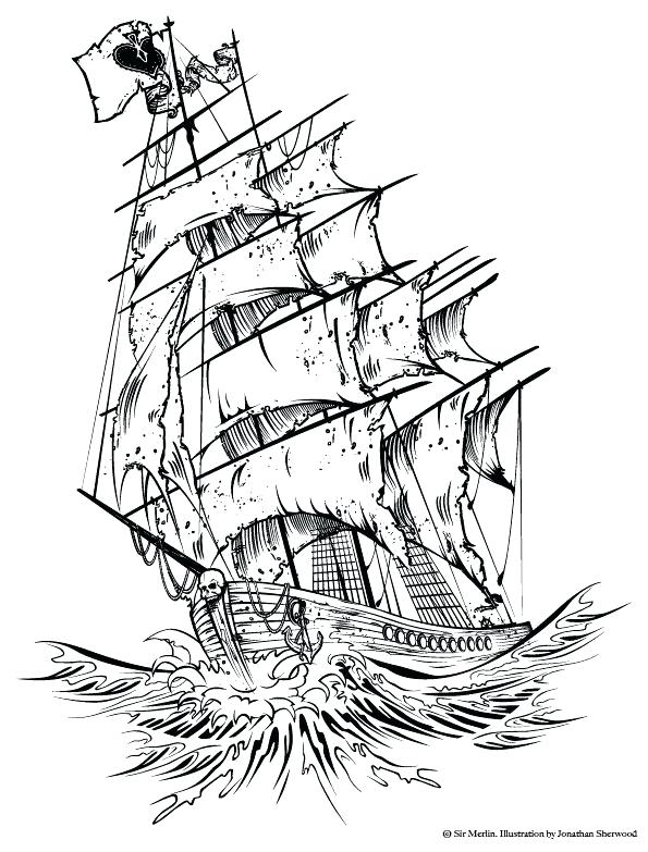 Realistic Pirate Ship Drawing at Explore