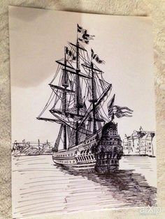 236x314 Best Ocean Images Boats, Drawings, Ship Drawing - Realistic Pirate Ship Drawing