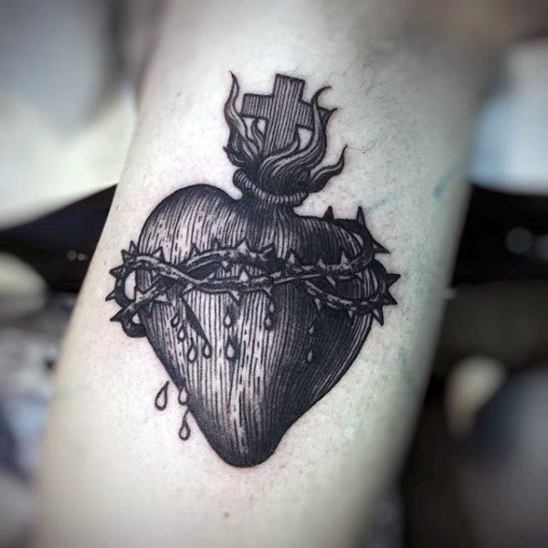600x600 realistic sacred heart tattoos drawings - Realistic Sacred Heart Drawing
