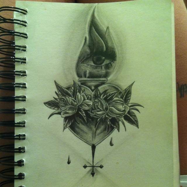 640x640 realistic sacred heart drawing - Realistic Sacred Heart Drawing