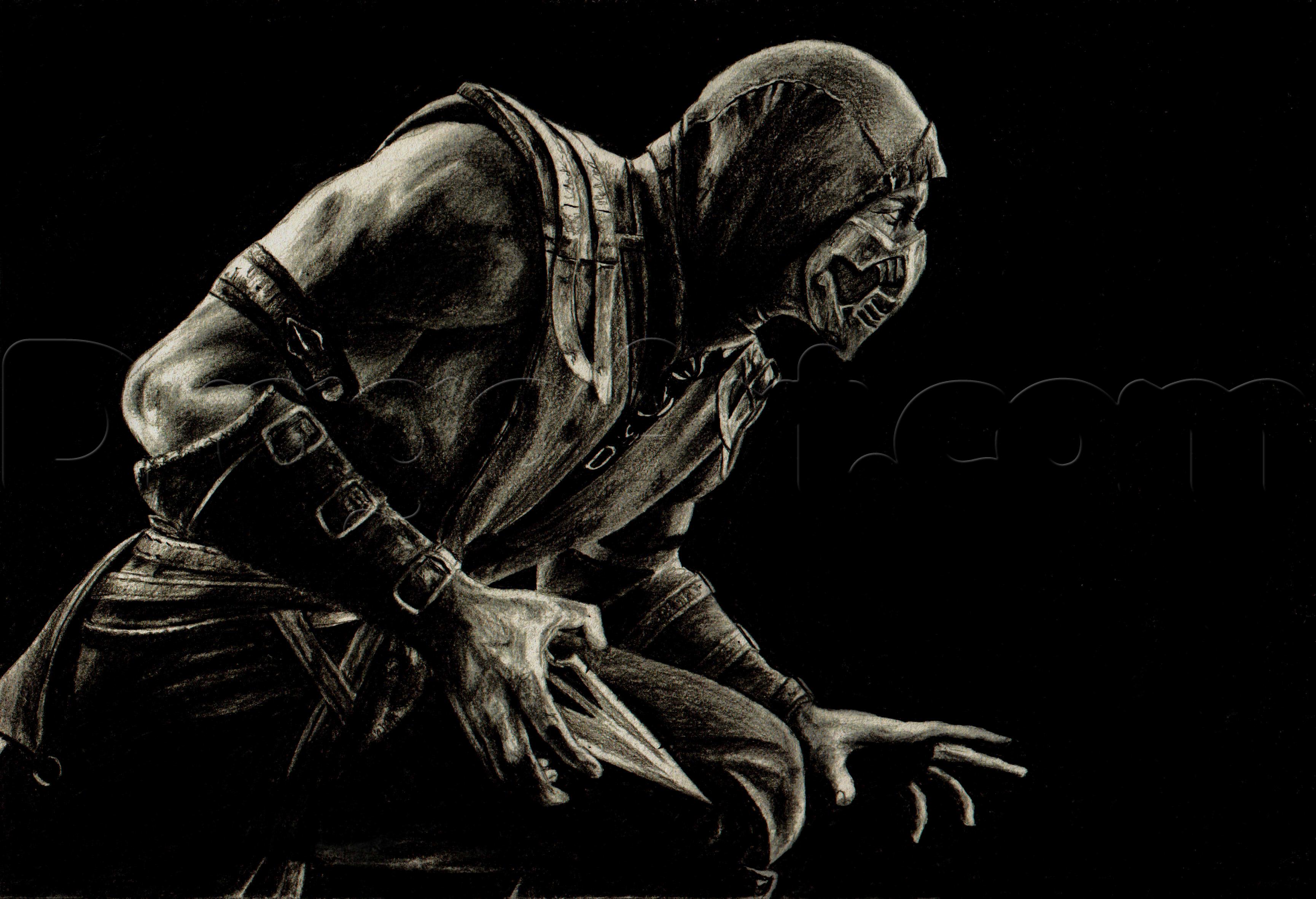 3459x2364 how to draw scorpion from mortal kombat x, step - Realistic Scorpion Drawing