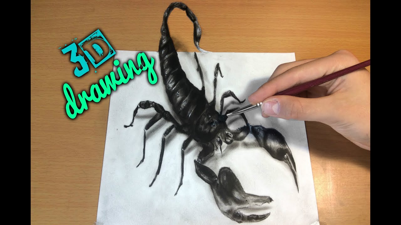 1280x720 scorpion drawingamazing realistic illusion! how to draw - Realistic Scorpion Drawing