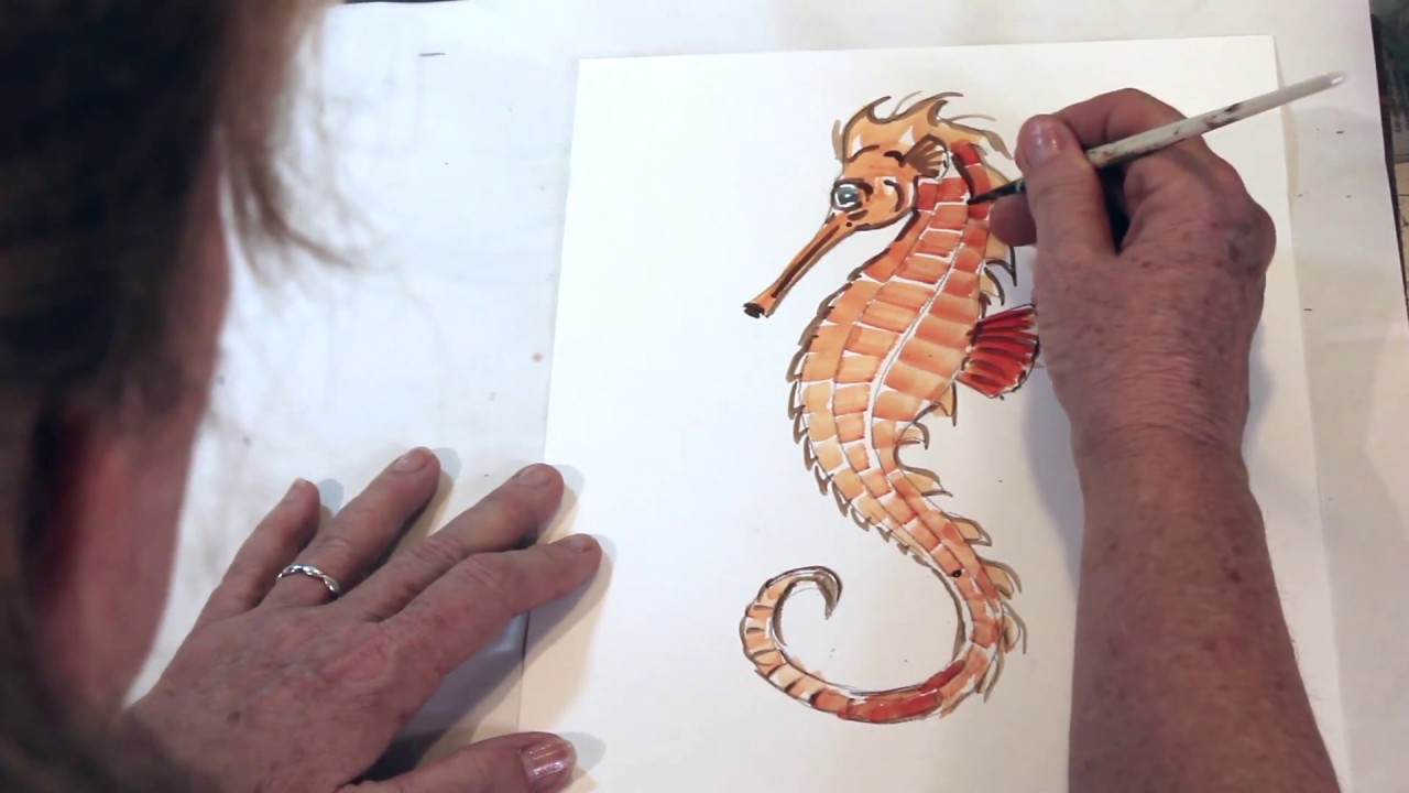 1280x720 how to draw a seahorse the easy way - Realistic Seahorse Drawing