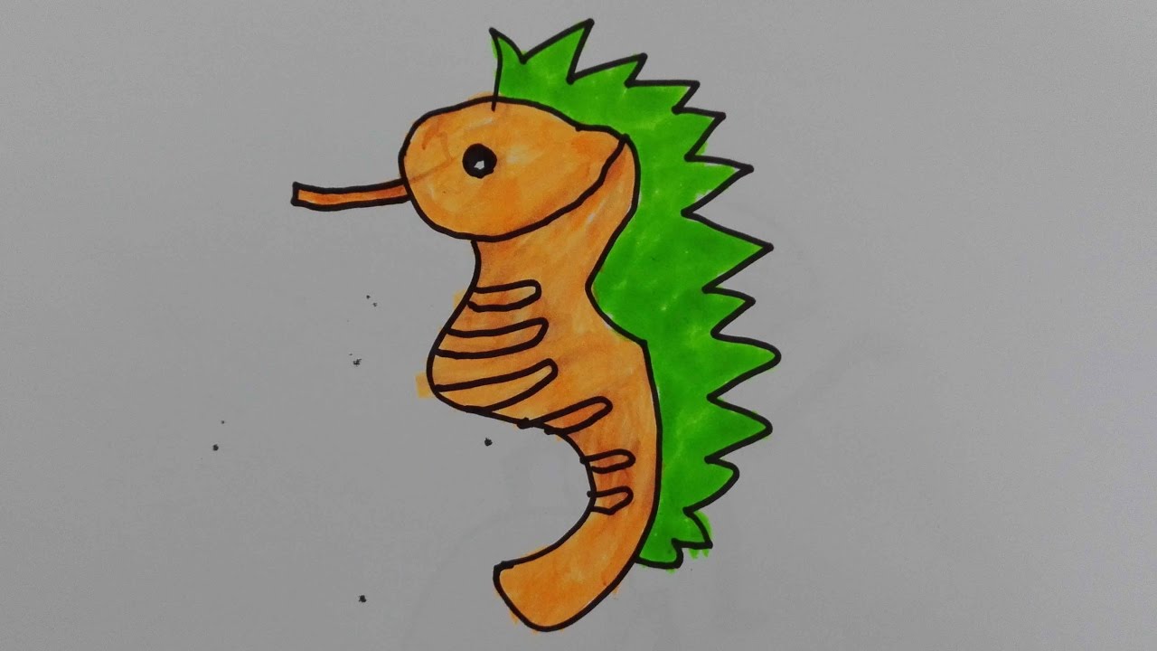 1280x720 how to draw a seahorse draw a cute seahorse draw a realistic - Realistic Seahorse Drawing