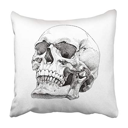 425x425 Emvency Decorative Throw Pillow Covers Cases Drawing - Realistic Skeleton Drawing